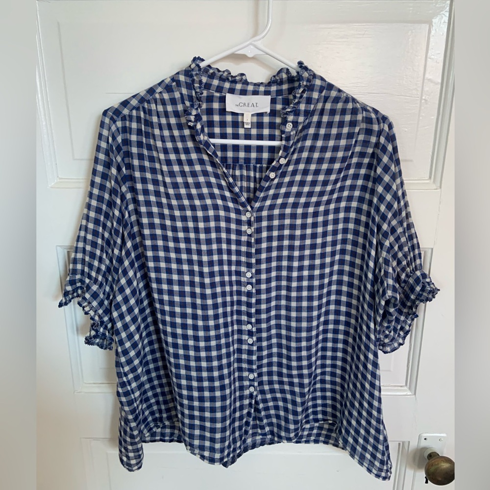 The Great gingham button down top
